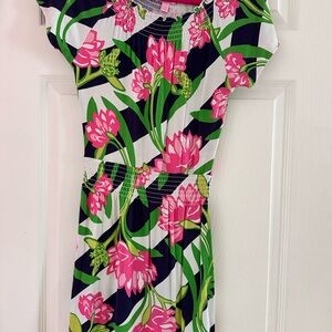 Lilly Pulitzer Floral Print Dress with Stripes